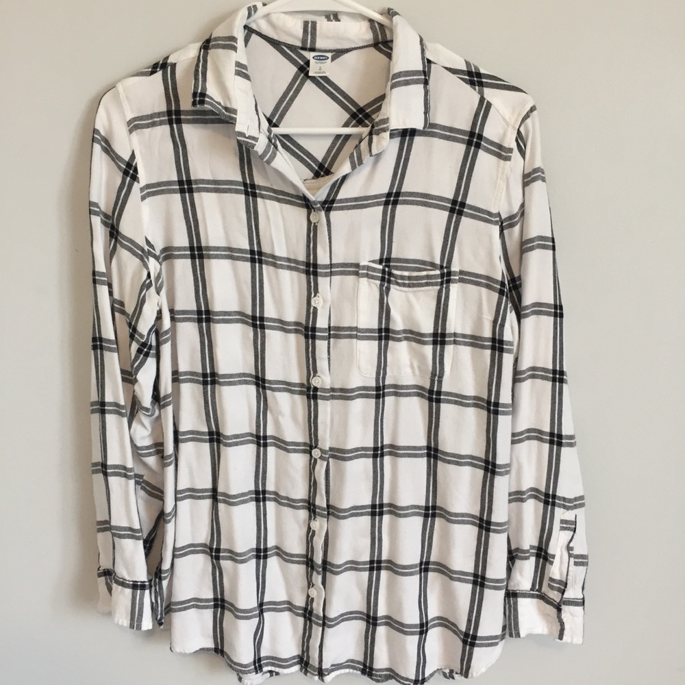 White/black Large plaid button up